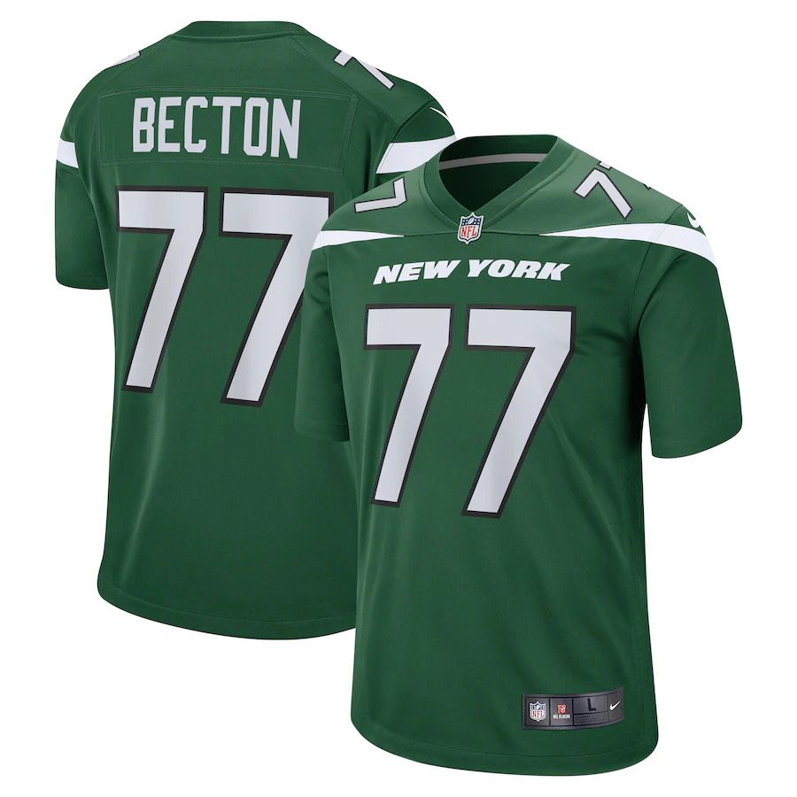 Men New York Jets 77 Mekhi Becton Nike Gotham Green Player Game NFL Jersey